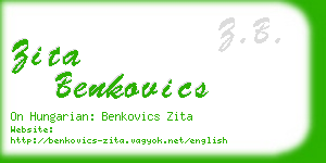 zita benkovics business card